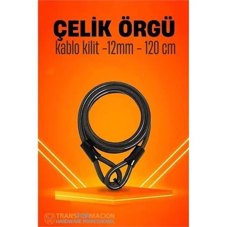 Çelik Örgü Kablo Kilit 12mm 120 Cm Bisiklet Kilidi Motosiklet Kilidi Eşya Garaj Kilidi 721730
