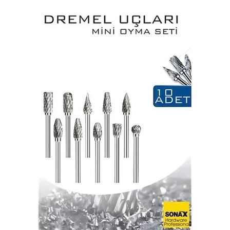 Dremel Uyumlu Mini Oyma Gravür Uç Seti – 10'lu Tungsten Karbür, Ahşap/metal/plastik İçin 722462
