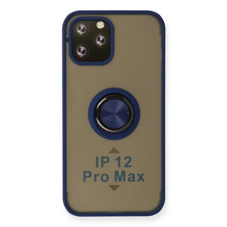 Apple İphone 12 Pro Max Kılıf Montreal Yüzüklü Silikon Kapak - Lacivert