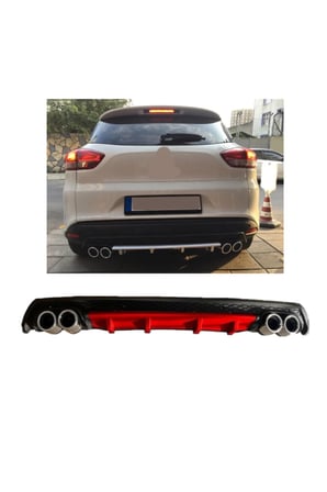 RENAULT CLİO 4 STATION UYUMLU BODY KİT DİFÜZÖR 4 ÇIKIŞ YUVARLAK KIRMIZI