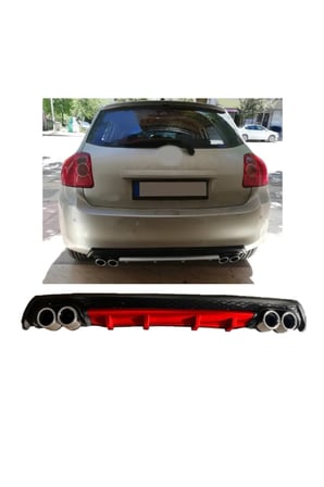 TOYOTA AURİS MK1 UYUMLU BODY KİT DİFÜZÖR 4 ÇIKIŞ YUVARLAK KIRMIZI
