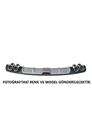 FORD FOCUS 3 UYUMLU BODY KİT DİFÜZÖR 4 ÇIKIŞ GRİ YUVARLAK