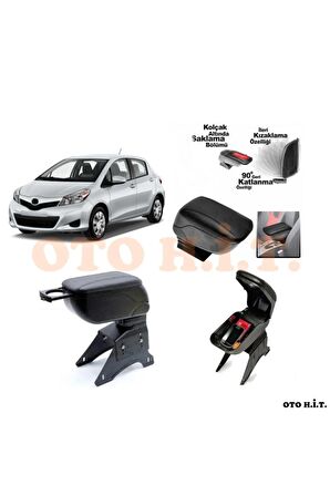 Toyota Yaris 12-14 Uyumlu Kol Dayama Ve Kolçak Sürgülü Bardaklıklı Ayarlanabilir Siyah