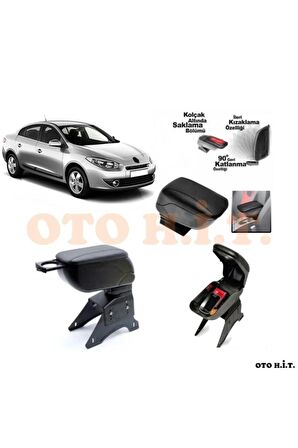 Renault Fluence Makyaksız Uyumlu Kol Dayama Ve Kolçak Sürgülü Bardaklıklı Ayarlanabilir Siyah Deri