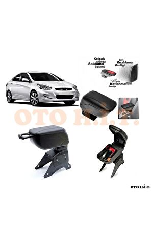 Hyundai Accent Blue Uyumlu Kol Dayama Ve Kolçak Sürgülü Bardaklıklı Ayarlanabilir Siyah Deri