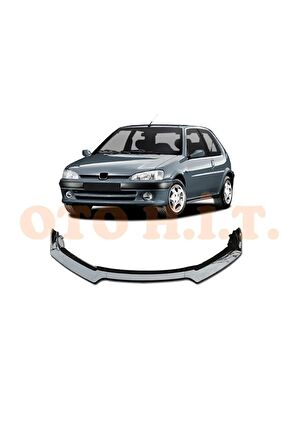 Peugeot 106 Uyumlu Esnek Ayarlanabilir 3 Parça Kanatlı Piano Black Ön Lip