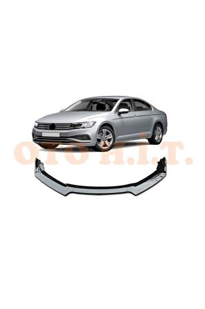 Volkswagen Passat B8 Uyumlu Esnek Ayarlanabilir 3 Parça Kanatlı Piano Black Ön Lip