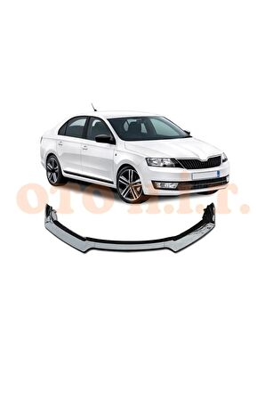 Skoda Rapid Uyumlu Esnek Ayarlanabilir 3 Parça Kanatlı Piano Black Ön Lip