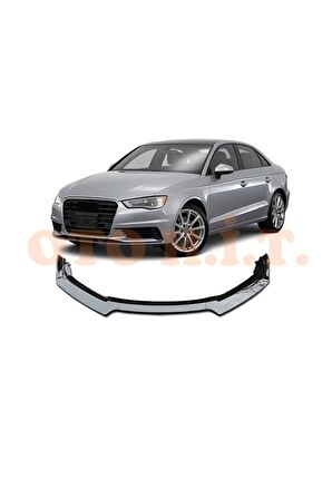 Audi A3 2012-2020 Uyumlu Esnek Ayarlanabilir 3 Parça Kanatlı Piano Black Ön Lip