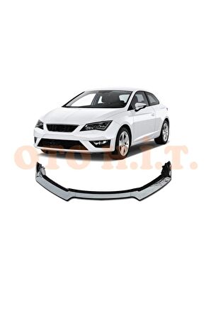 Seat Leon Mk3 Uyumlu Esnek Ayarlanabilir 3 Parça Kanatlı Piano Black Ön Lip