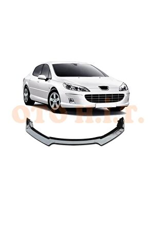 Peugeot 407 Uyumlu Esnek Ayarlanabilir 3 Parça Kanatlı Piano Black Ön Lip