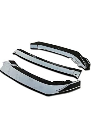Peugeot 407 Uyumlu Esnek Ayarlanabilir 3 Parça Kanatlı Piano Black Ön Lip