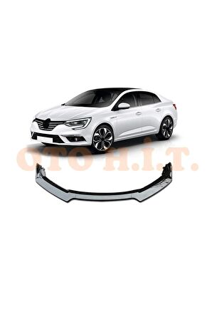 Renault Megane 4 Uyumlu Esnek Ayarlanabilir 3 Parça Kanatlı Piano Black Ön Lip