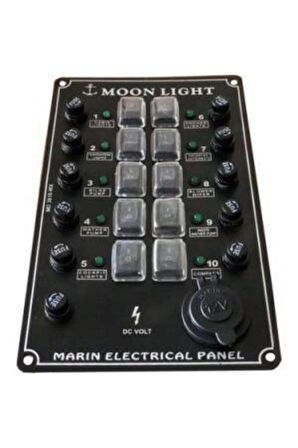 Izoleli Elektrik Switch Panelleri (dikey) 10lu Çakmaklıklı Moon Light