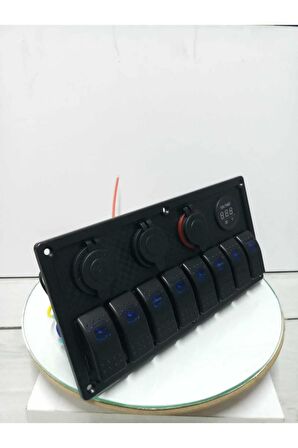 Switch Panel 8li Usb, Çakmak, Voltmetre, Çakmaklık Sigortalı