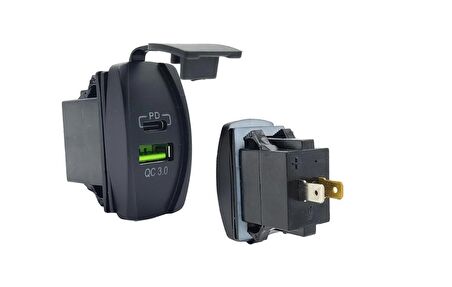 Su Geçirmez Tekne Araba USB QC 3.0 ve Type-C PD Araç Şarj Soketi