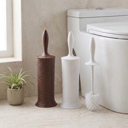 Delux Serisi Modern Banyo Hediyelik Eşya Dekoratif Fırça Hasır Desenli Tuvalet Fırçası