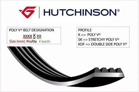 Hutchinson 6PK1460 1460 K 6 Kanallı Kayış Tourneo Connect-Transit Connect 1.8TDCI 8V 02 1308228
