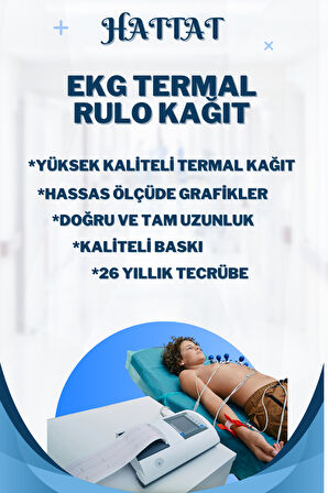 12 Adet Rulo EKG ECG 210mmx20metre Tam Metrajlı Yüksek Kaliteli Hassas Karelajlı Rulo Termal Kağıt