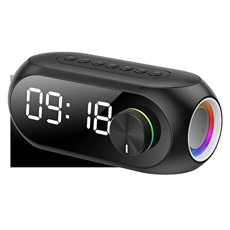 RGB LED Işıklı Bluetooth Hoparlör Dijital Alarm Saat FM Radyo MP3 Destekli Şarjlı