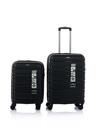 Hotowa Gold Polipropilen Valiz 8010 Siyah TSA Kilitli İkili Set