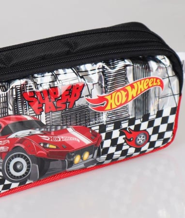 Cg Kids Hot Wheels Kalem Kutusu Çift Fermuar Gözlü Önü Parlak Süper Kalite