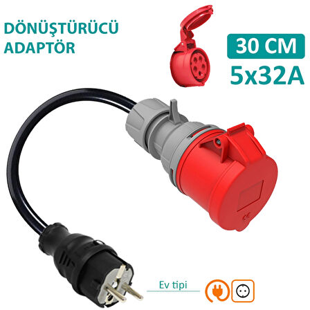 Hgsşarj 5X32A 380V-450V ile Çalışan Cihazınızı, 220V Ev Tipi Prize Bağlar. Elektrikli Araç Şarj Kablosu Dönüştürücü Adaptör