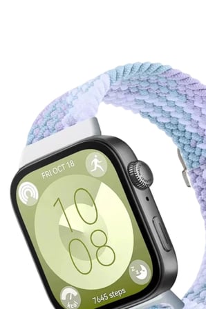 Huawei Uyumlu Fit 4 Star Kordon - Lila-Beyaz