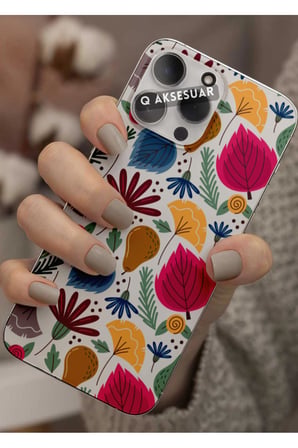 Huawei P20 Uyumlu Renkli Şekiller Tasarımlı Şeffaf Telefon Kılıfı Kapak Case