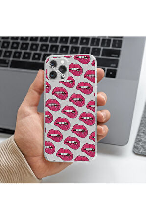 Huawei P40 Lite Uyumlu Dudak Tasarımlı Premium Şeffaf Telefon Kılıfı