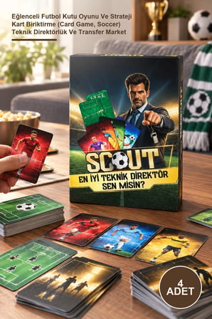 4 Adet Scout – Eğlenceli Futbol Kutu Oyunu Ve Strateji Kart Biriktirme (Card Game, Soccer) Teknik Direktörlük Ve Transfer Market