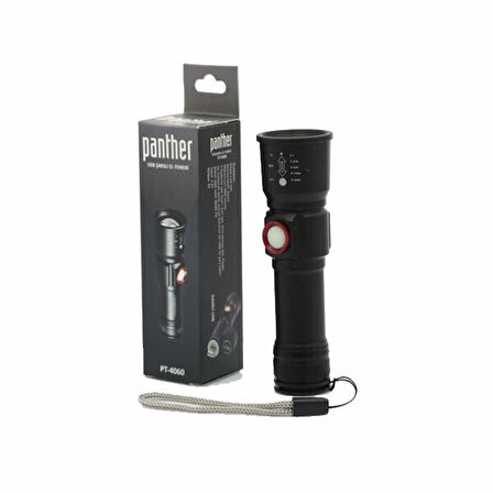 PANTHER PT4060 Pt-4060 Usb Şarjlı Metal Fener 