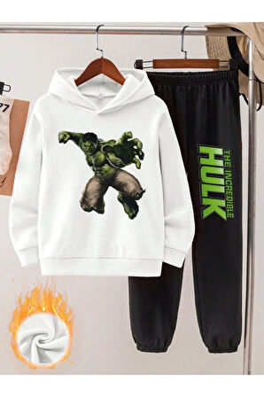 Hulk Baskılı Erkek Çocuk Eşofman Takımı 2 İplik Şardonlu
