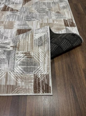 Dinar Gri Kahve Kaymaz Taban Yıkanabilir Kesme Yolluk Halı Modern Desen