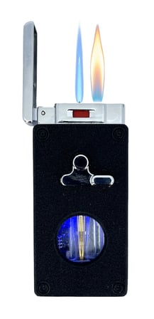 Hunter Lüks Metal Gövdeli, Şarjlı USB ve Gazlı Çift Alevli Çakmak - Özel Hediyelik Kutulu (Siyah - Gri)