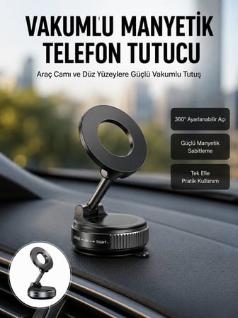 360 Derece Ayarlanabilir Manyetik Araç Telefon Standı Yeni Nesil