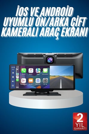 4K Ultra Araç İçi Ön ve Arka Kameralı Ekran HD 2 Kameralı Torpido Üstü Araç