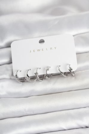 Pirinç Gümüş Renk Botega Model Kadın Küpe Seti 5886