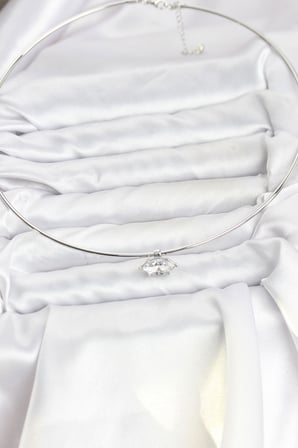 Pirinç Gümüş Renk Choker Model Zirkon Taşlı Kadın Kolye 5886