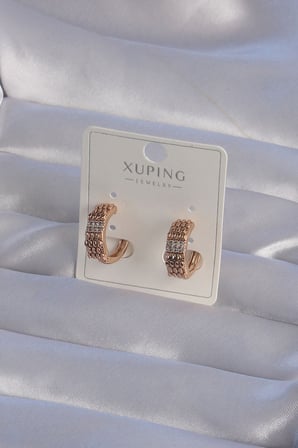 XUPİNG Rose Renk Zirkon Taşlı İşlemeli Halka Küpe 5886
