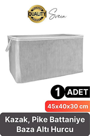 Alas Gri Çizgili Fermuarlı Mini Boy Hurç Yastık-kazak-kıyafet Düzenleyici 45*40*30 Cm