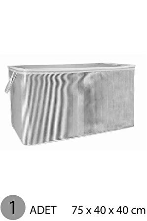 Alas Gri Çizgili Fermuarlı Maxi Boy Hurç Yastık-yorgan-kıyafet Düzenleyici 75*40*40 Cm