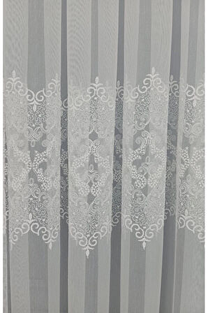 Hürrem Model Tasarım 2Kat Pileli Ara Nakışlı Salon Tül Perdesi