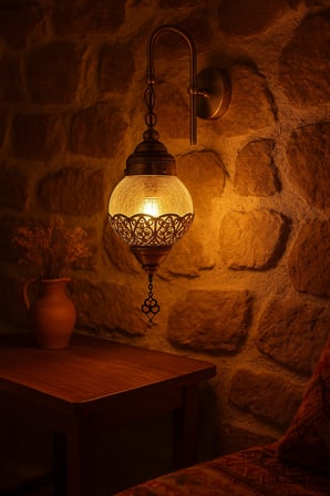 HÜRREM APLİK ESKİTME ŞEFFAF CAMLI OTANTİK RUSTİK OSMANLI STİLİ OTEL CAFE DUVAR APLİĞİ APLİK