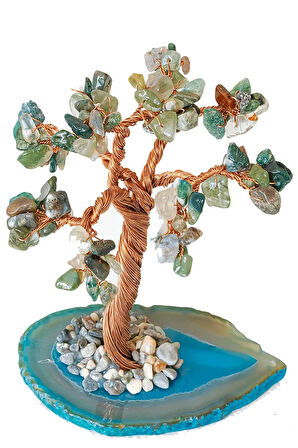 Sertifikalı Gerçek Hint Yosunlu Akik Doğal Taşı Ağaç - Akik Plakalı