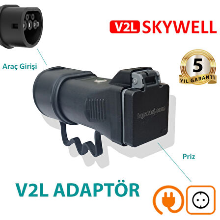 Hgsşarj Skywell, V2L Adaptör Tekli, Elektrikli Aracınıza 220V Ev Tipi Priz İmkanı, Kampta – Seyahatte