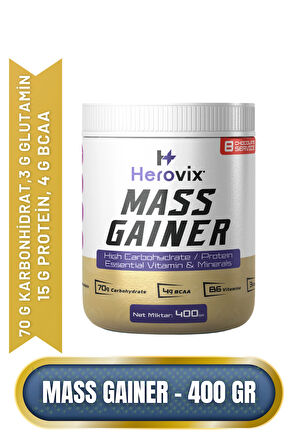 Mass Gainer 400 gr Çikolata Aromalı – Yüksek Karbonhidrat & Protein – BCAA ve B6 Vitaminli