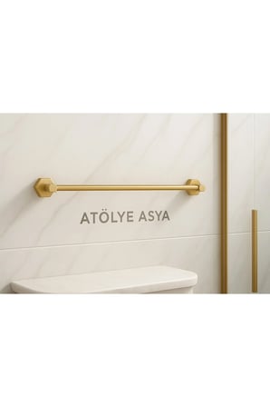 Atölye Asya %100 Pirinç Kendinden Yapışkanlı Tekli Havlu Askısı / Vidalama Gerekmeyen
