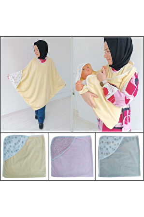 Bebek Bornoz Havlu Silgi Anne Destekli Bebek Havlu %1oo Pamuklu