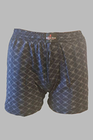 Erkek 4'lü Pamuk  Desenli Havlu Bel Boxer Şort Kutuda